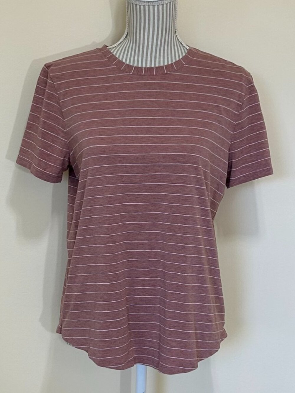Lululemon Athletica Striped Short Sleeve T-shirt Brown